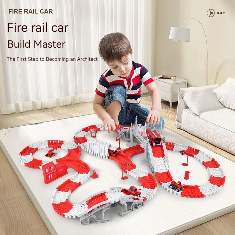 Toy Train Track Set - Feuerwehr auto Spur Montage Auto Engineering