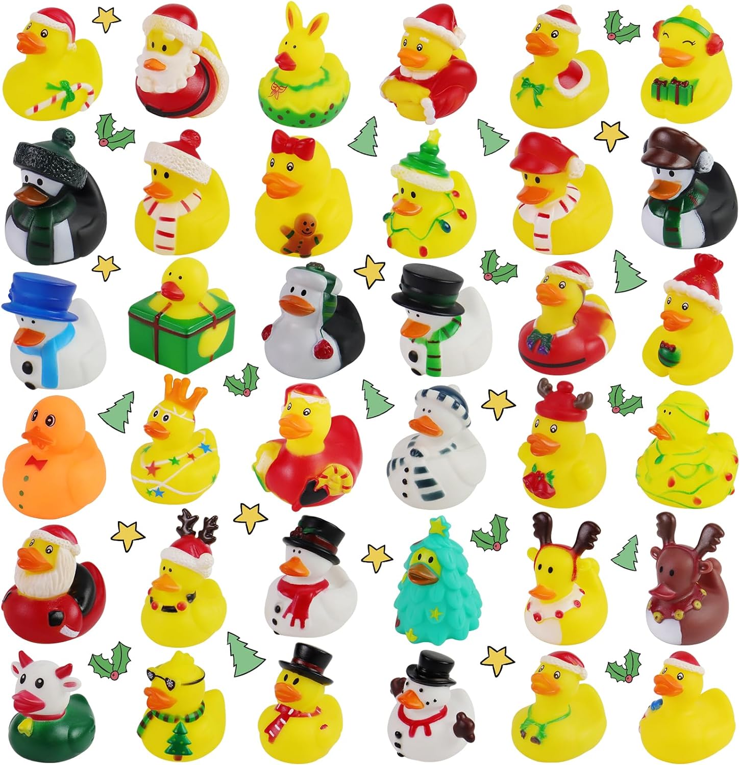 Rubber Duck Bath - 2/6/12 Stück Weihnachts-Gummienten, Gummi-Enten-Spielzeug, niedliche Feiertags-Gummienten,