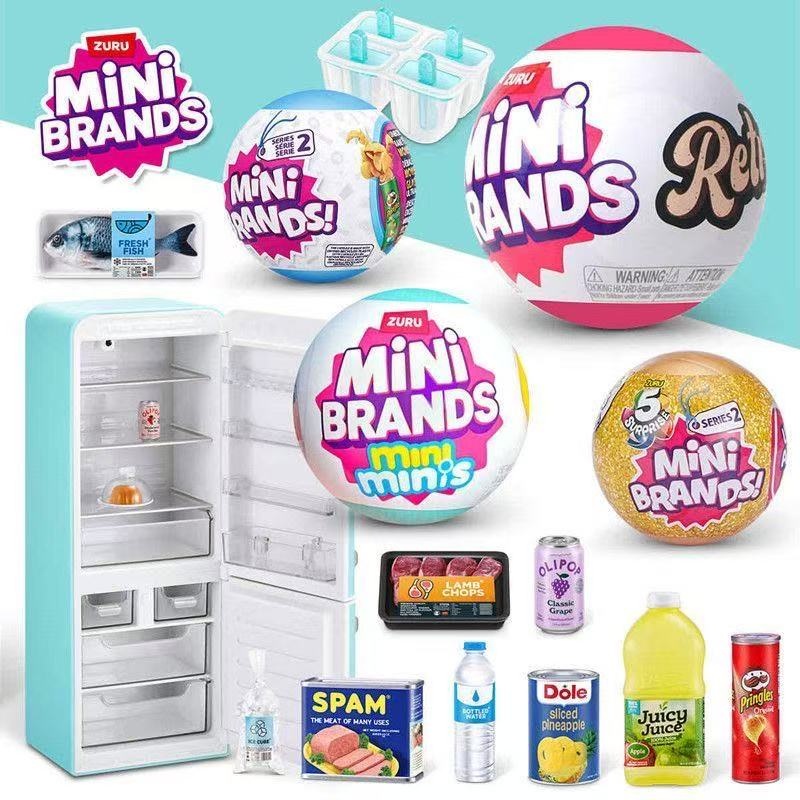 Play Kitchen Set - HOT LED-Leucht-Mini-Kühlschrank-Spielset, Haus-Mini-Kühlschrank mit Mini-Lebensmitteln, Mikro-Küchenszene,