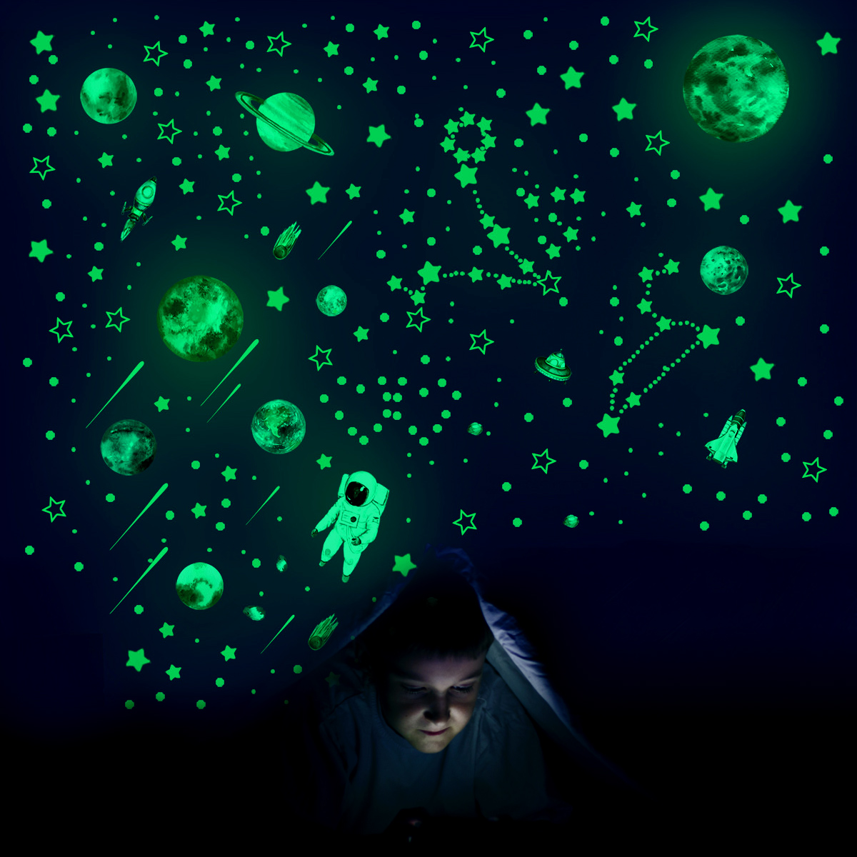 Glow In Dark Stars - 849 Stück im Dunkeln leuchtende Sterne