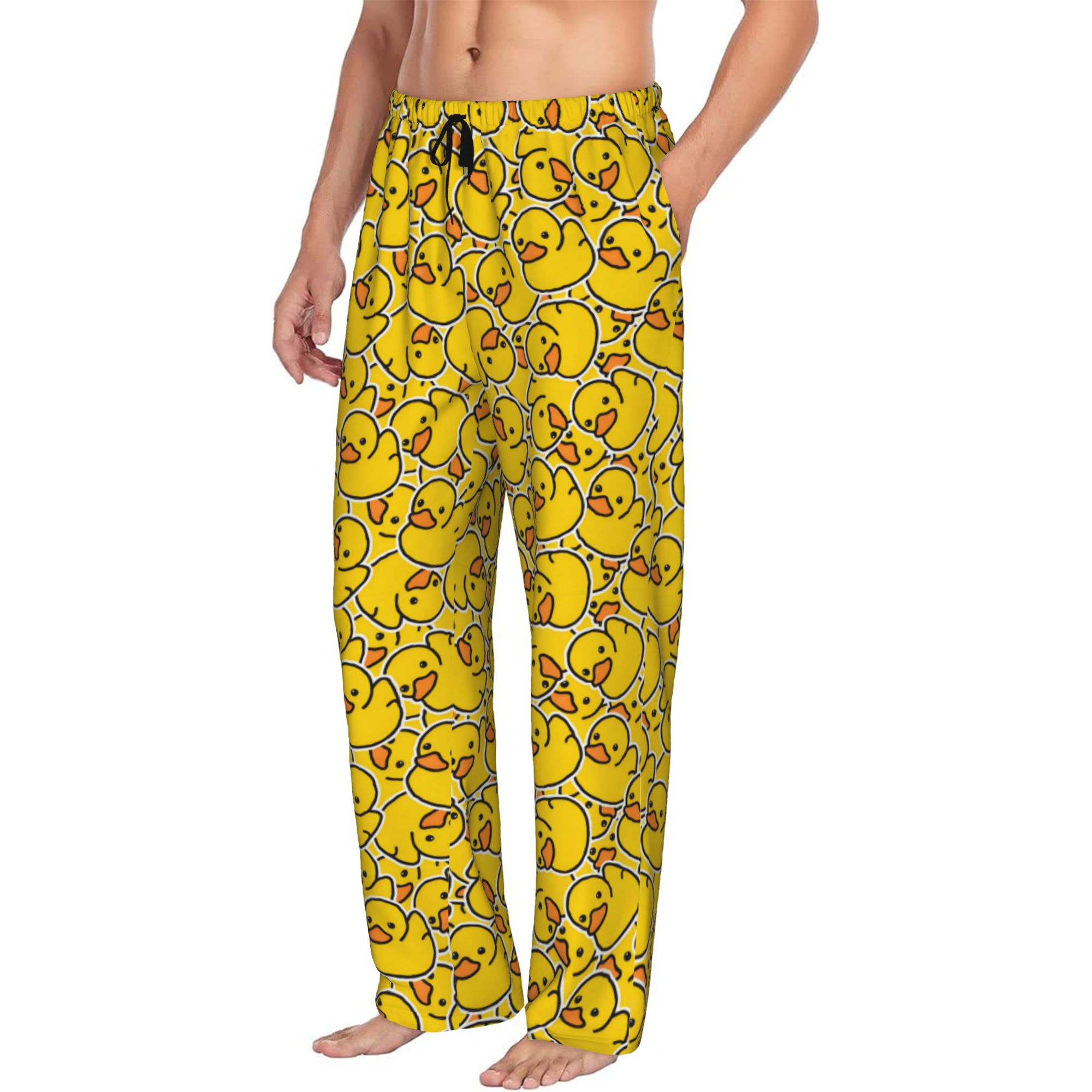 Rubber Duck Bath - Bedruckte Cartoon-Gummienten-Bademuster-Pyjamahose für Herren, Schlafanzughose mit