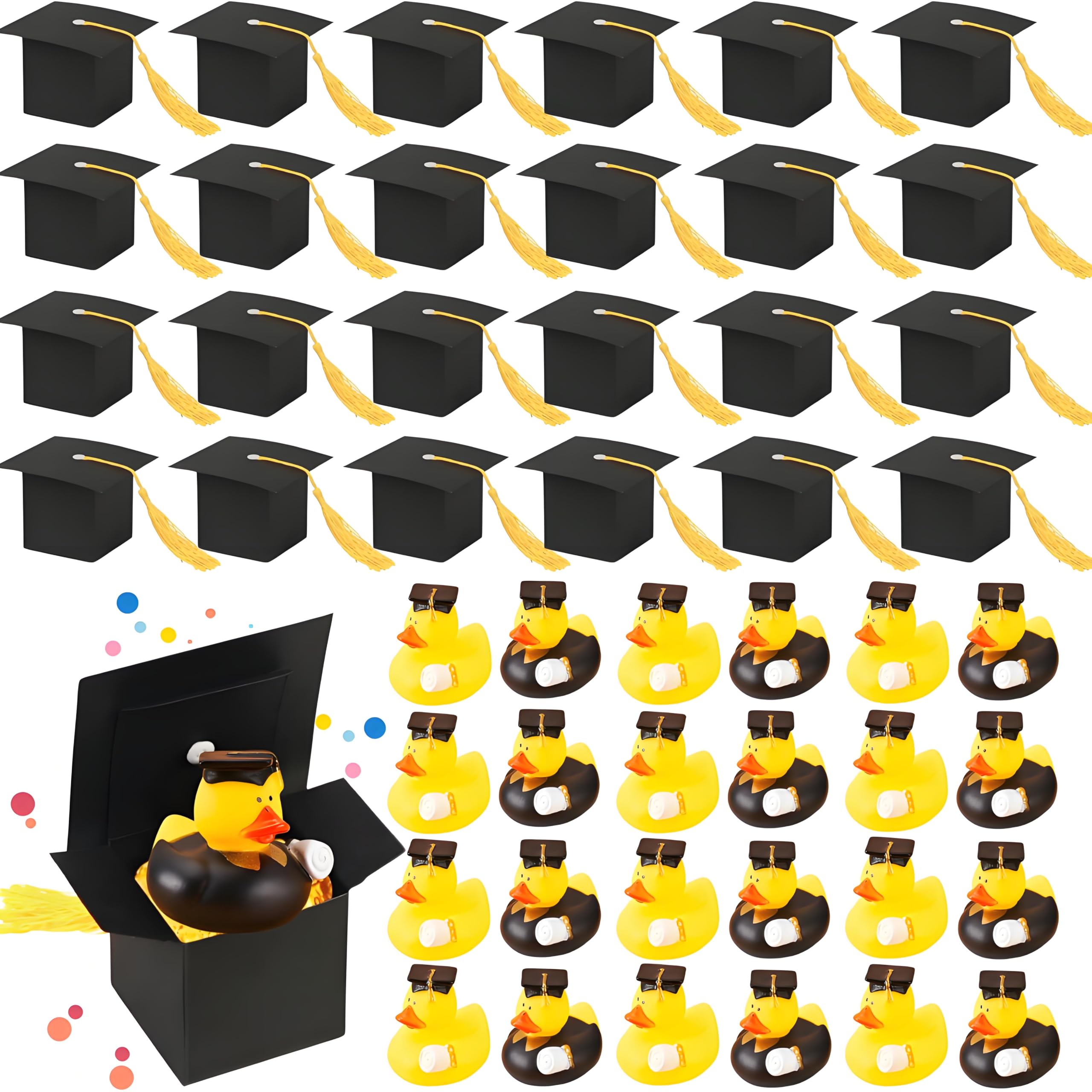 Rubber Duck Bath - 6/12/24 Sets Abschluss-Gummi-Enten- und Absolventen-Geschenk-Süßigkeitsschachteln mit
