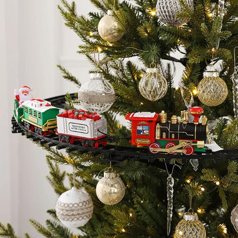 Toy Train Track Set - Elektrischer Dampfgarnitur-Zug und Weihnachtsmann-Modellset mit Weihnachtsmotiv,