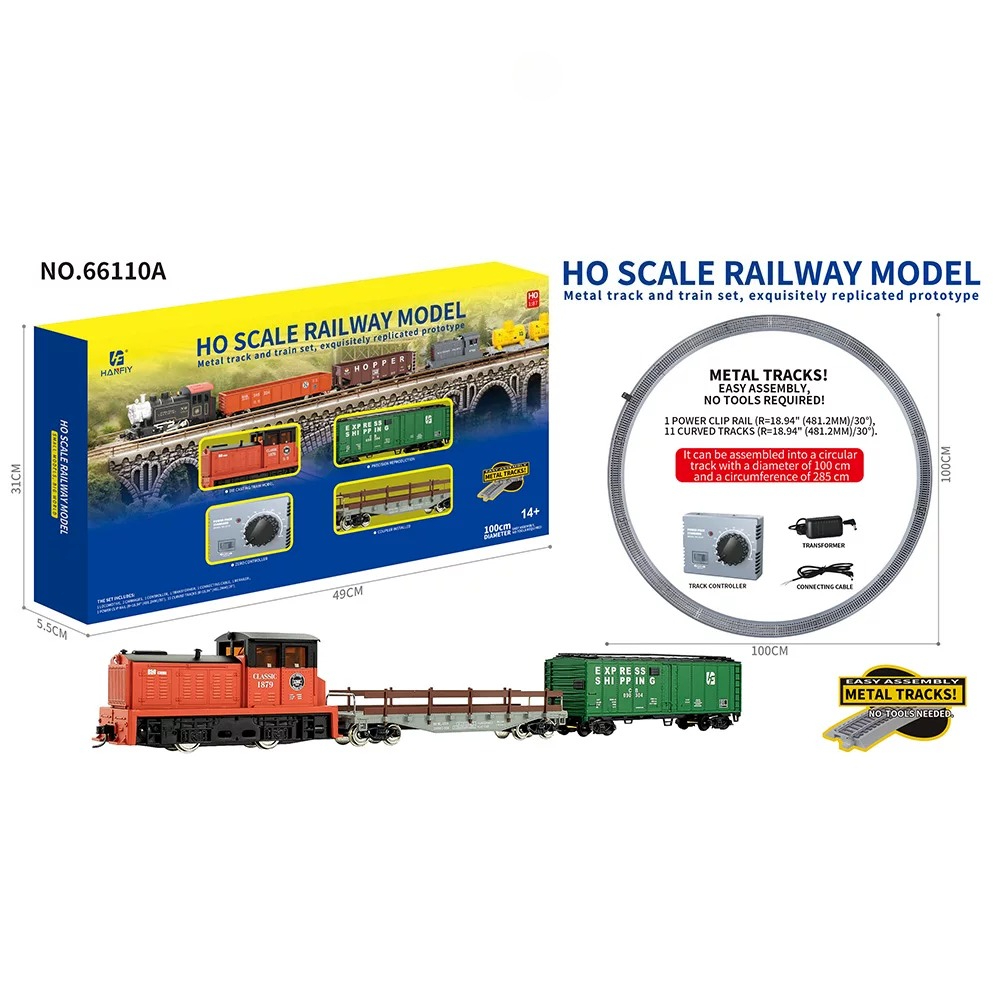 Toy Train Track Set - HO-Maßstab Metall-Eisenbahnmodell 1/87 Vintage Simulations-Dampflokomotiven-Set mit