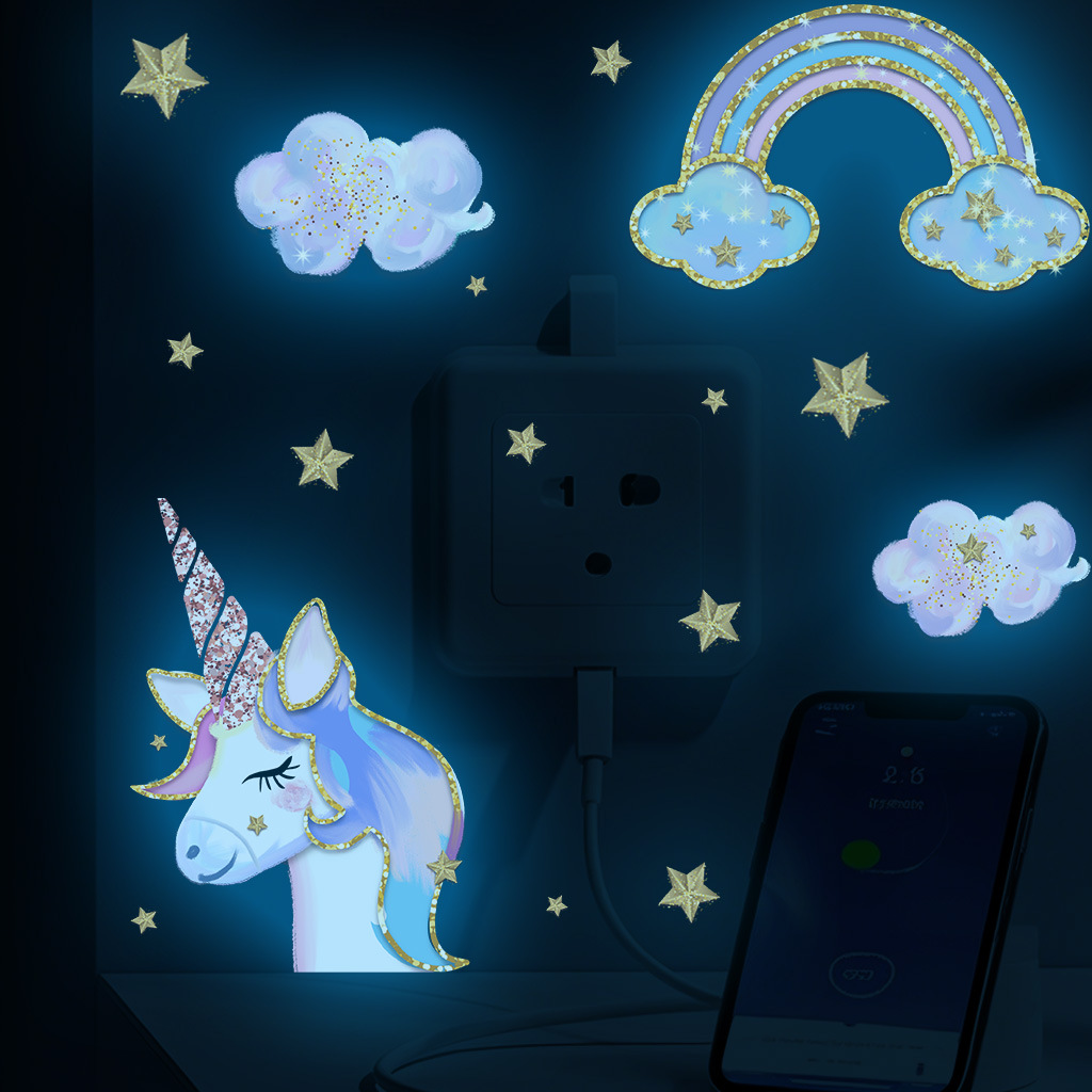 Glow In Dark Stars - Leuchtende Einhorn-Regenbogen-Stern-Aufkleber, im Dunkeln leuchtende Aufkleber