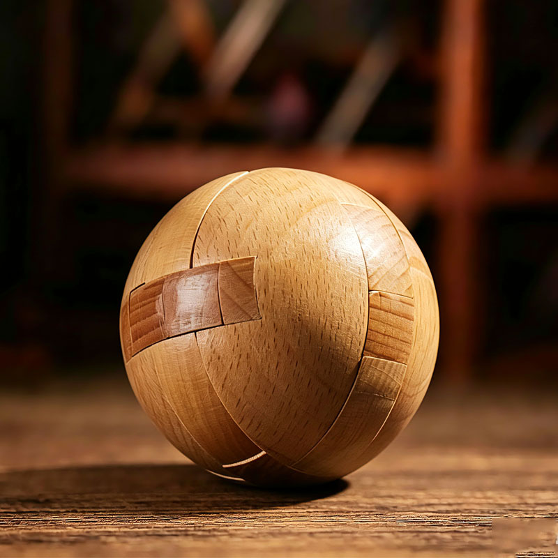 Wooden Puzzle Kids - Klassisches Holzpuzzle-Ball Magische Denksportaufgabe Zusammenbaubares Interlocking-Spielzeug