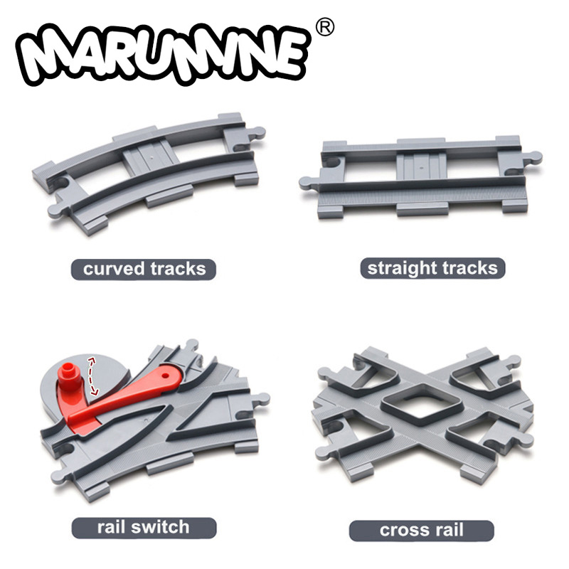 Toy Train Track Set - Marumine Klassische Eisenbahnschienen Großformatige MOC-Blöcke Crossover-Teile