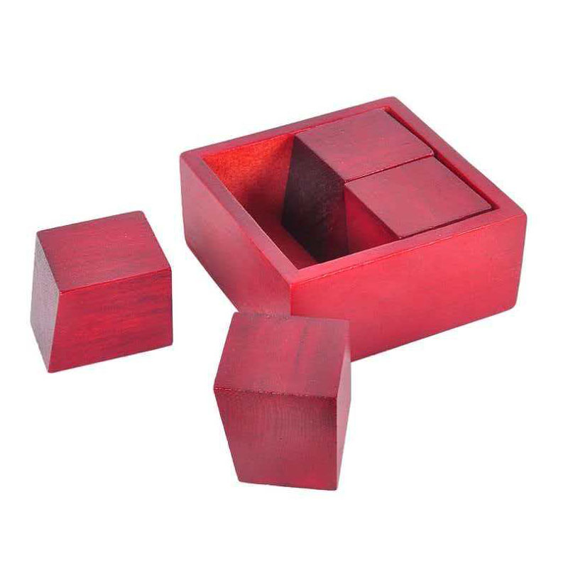 Wooden Puzzle Kids - Unmögliches Holz-Gehirnteaser-Puzzle-Box: Clever angeordnete vier Teile,