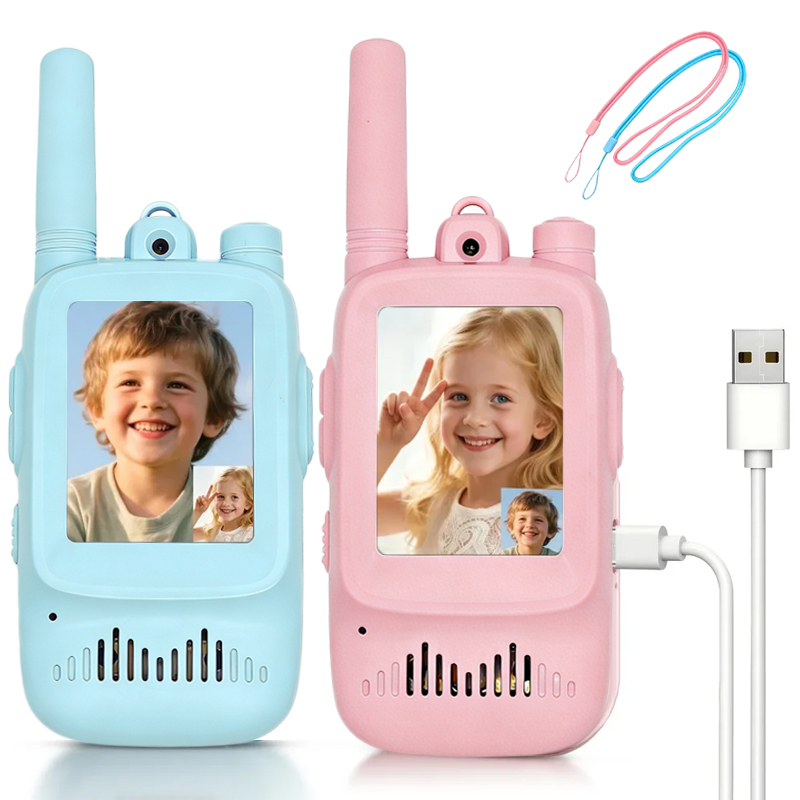 Toys For Kids Video - 2 Stück Kinder-Video-Walkie-Talkie, wiederaufladbar, für drinnen