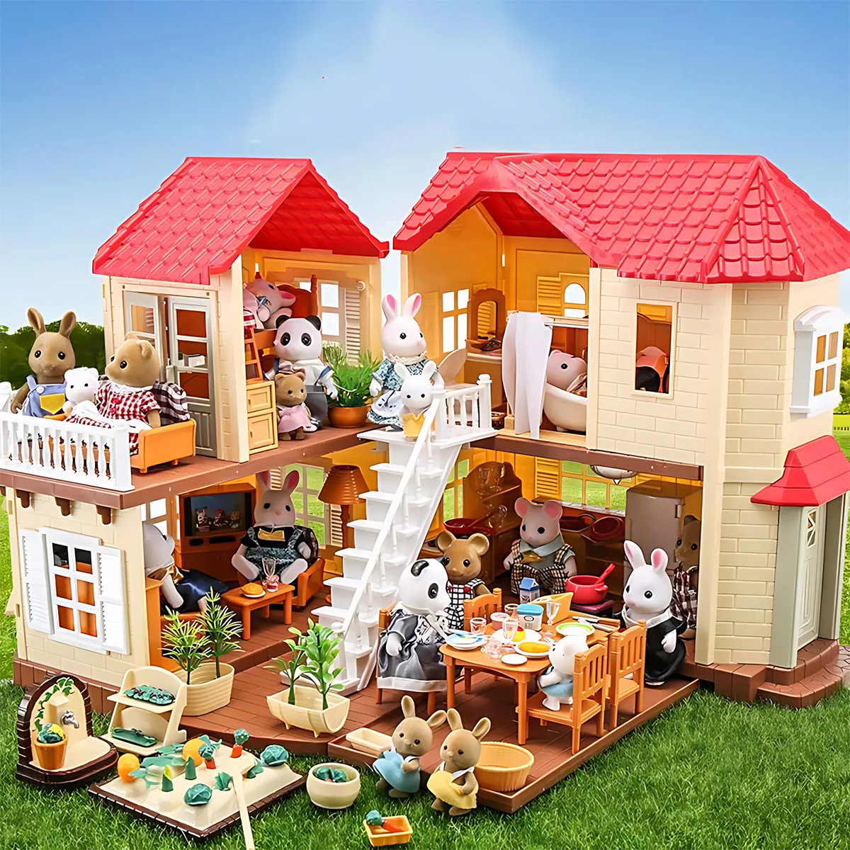 Play Kitchen Set - Miniatur-Möbel 1:12 Puppenhaus Küche Wohnzimmer Schlafzimmer