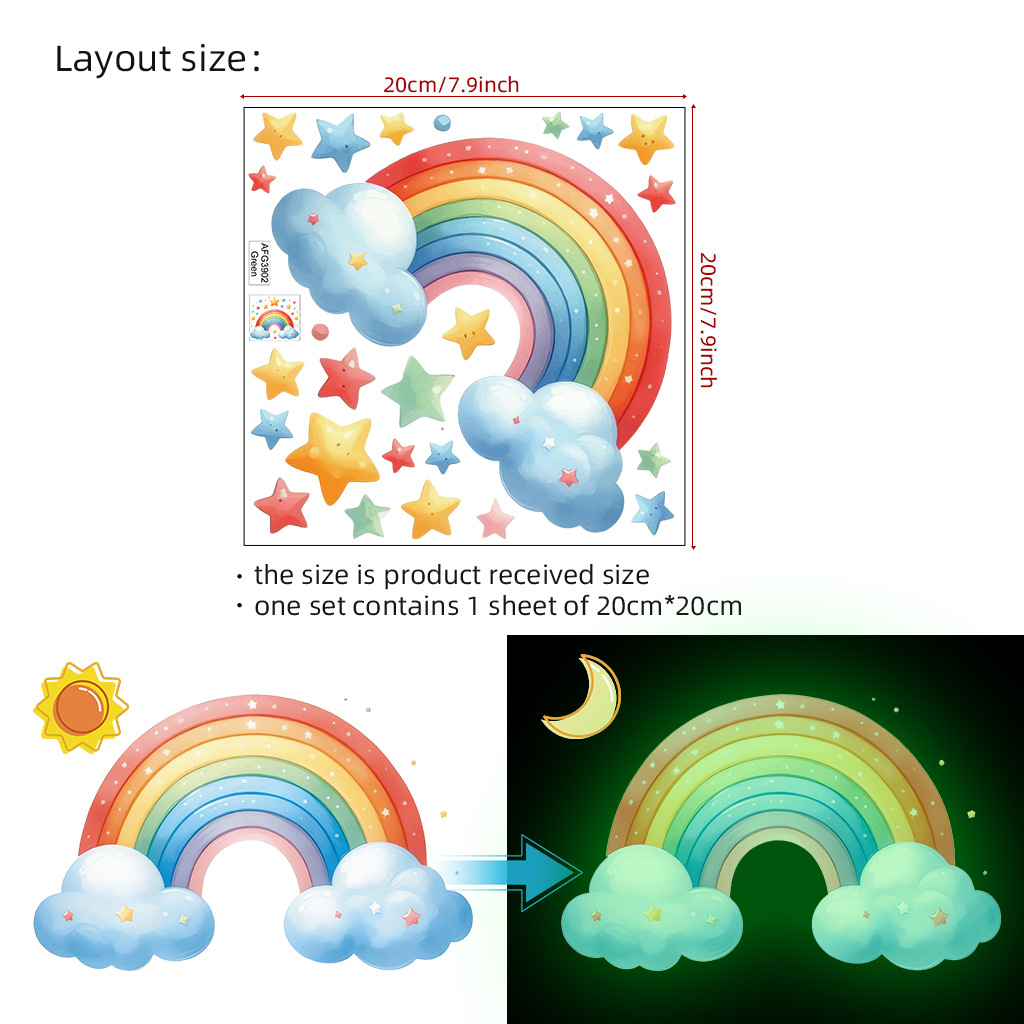 Cartoon Regenbogen Leuchtende  – Glow In Dark Stars Bewertung und Preis