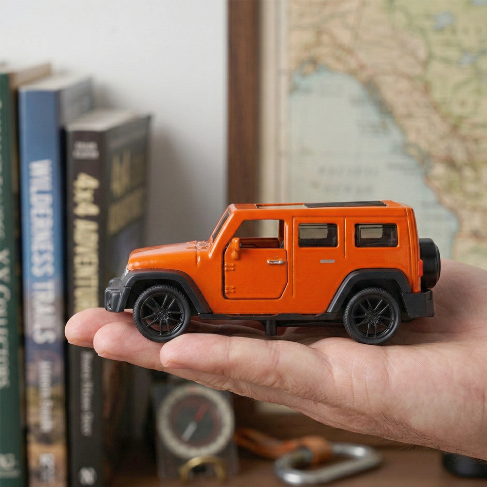 1:43 Orangefarbener Jeep Wrang – Kids Toys Jeep Bewertung und Preis